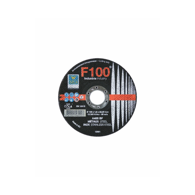 DISQUE TRONCONNAGE F100, ACIER & INOX - Finitech