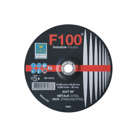 DISQUE MEULAGE F100, ACIER & INOX - Finitech